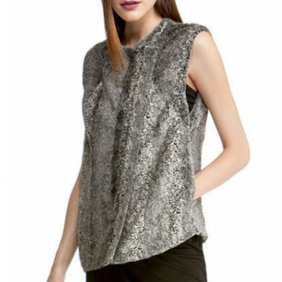 Rachel Roy | Faux Fur Asymetrical Zip-Front Vest - Picture 6 of 7